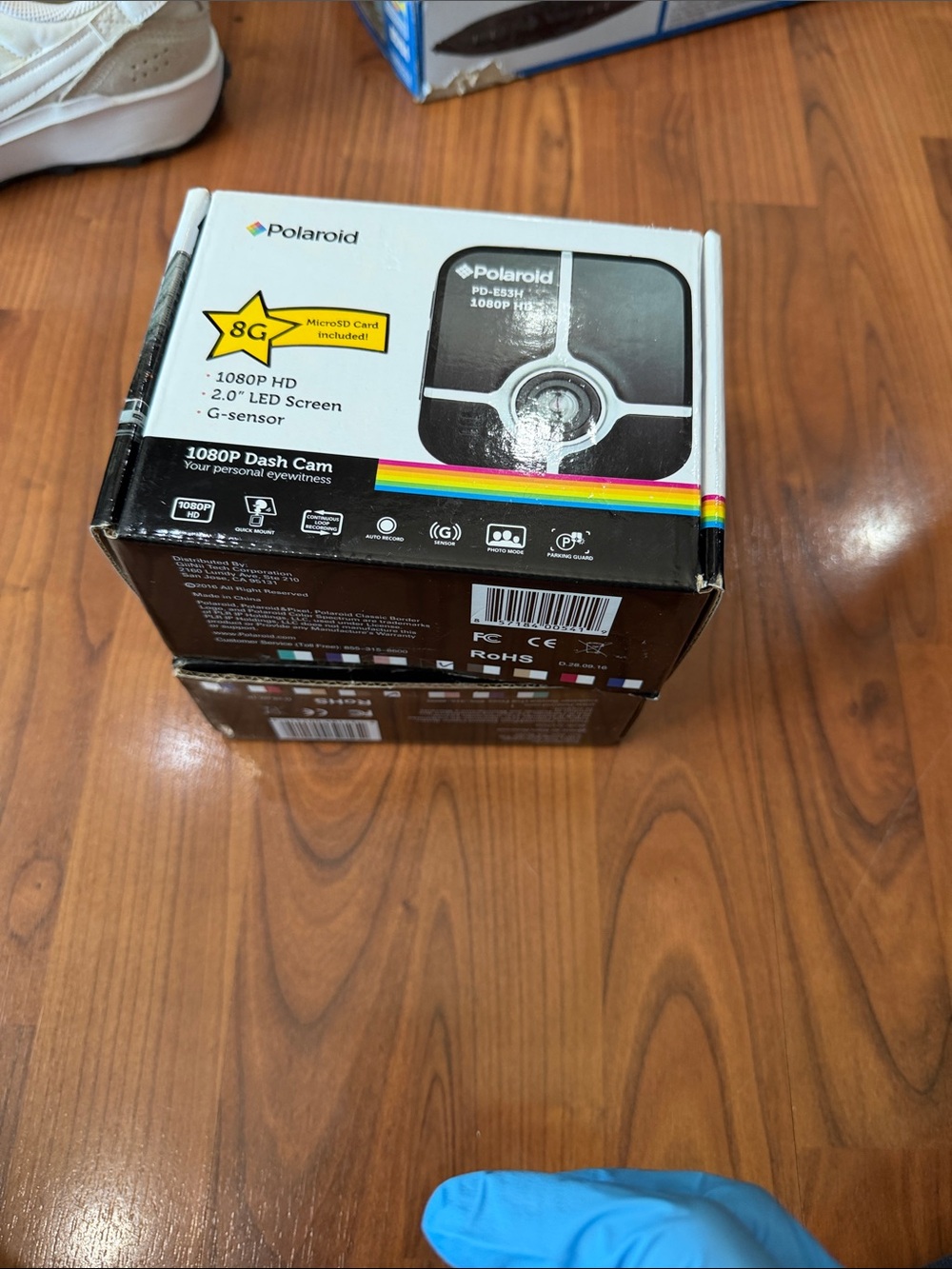 Polaroid Dash Cam in Black and White with Rainbow Accent